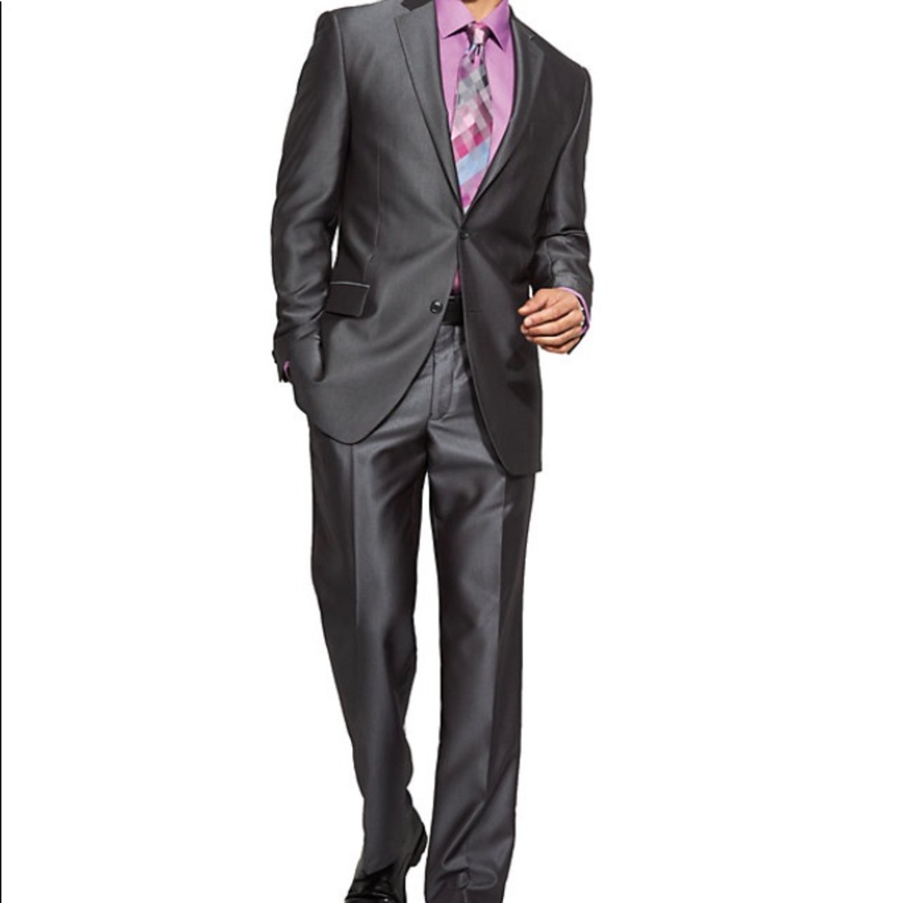 Apt 9 Herringbone Grey Suit Like New 40R 34x34